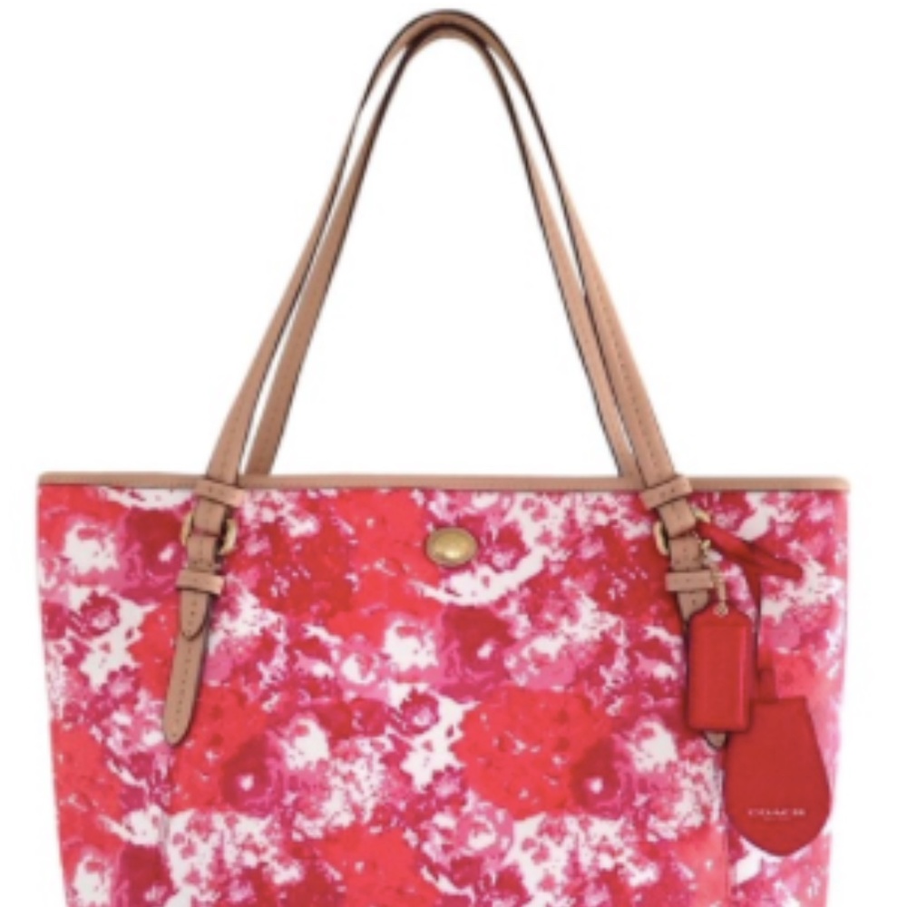 COACH PEYTON FLORAL ZIP TOP TOTE